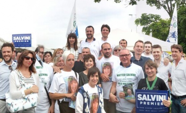 Matteo Salvini al mercato di Cernusco