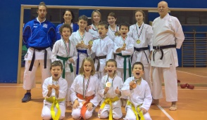 Sette campioni regionali col kimono dell'Asd Karate Trezzo