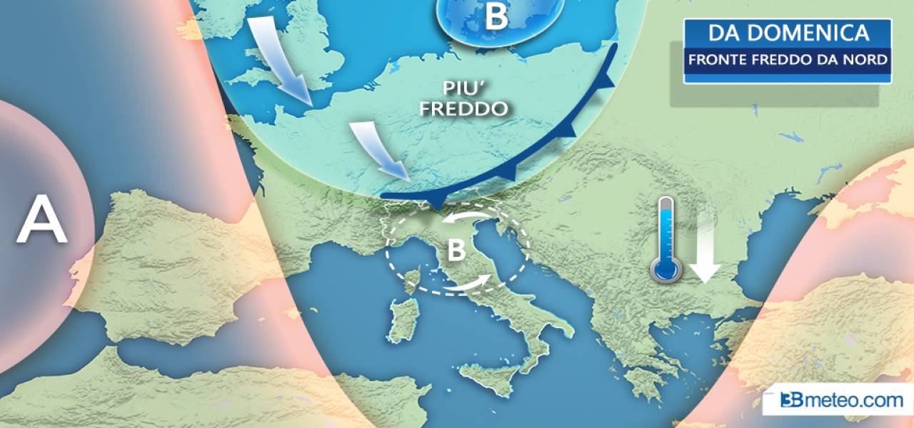 Fronte freddo in arrivo sull'Italia fonte 3B Meteo