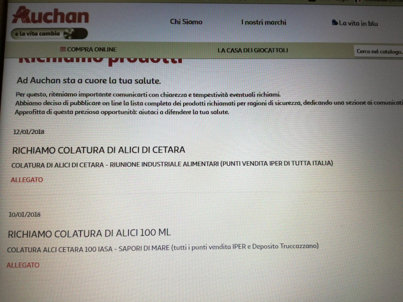 Cibo contaminato ritirato dai supermercati