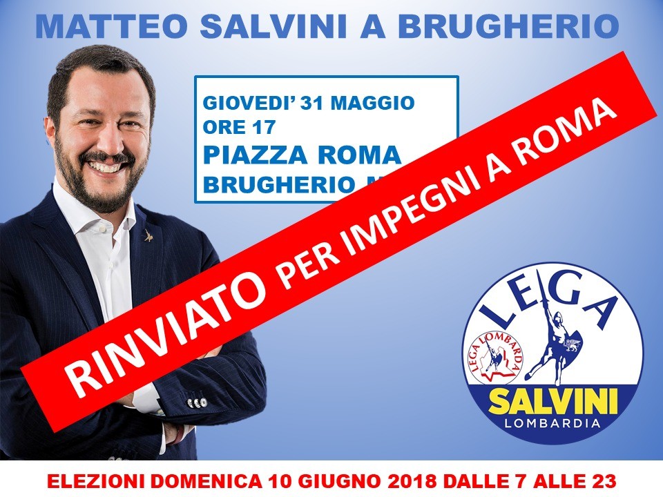 Salta la visita di Matteo Salvini a Brugherio