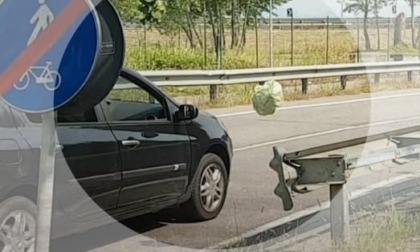 Lancia un sacco di rifiuti dall'auto in corsa: beccato con le telecamere