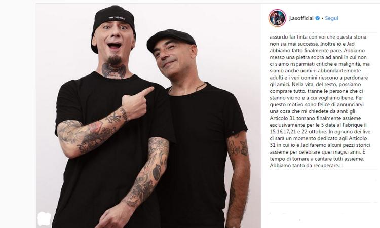 J-Ax fa 25 anni di carriera e fa pace con Jad. Tornano gli Articolo 31