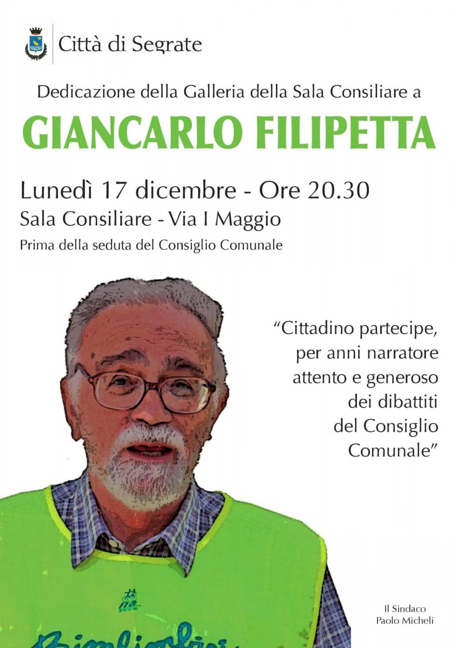 Segrate dedica la galleria della sala consiliare a Giancarlo Filipetta