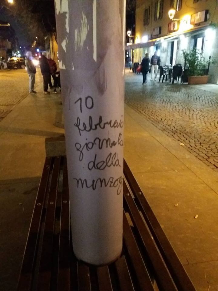 Scritte contro i martiri delle foibe anche a Cologno