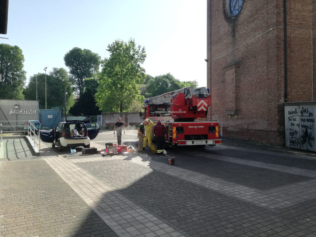 Sciame di cinquemila api in piazza della chiesa