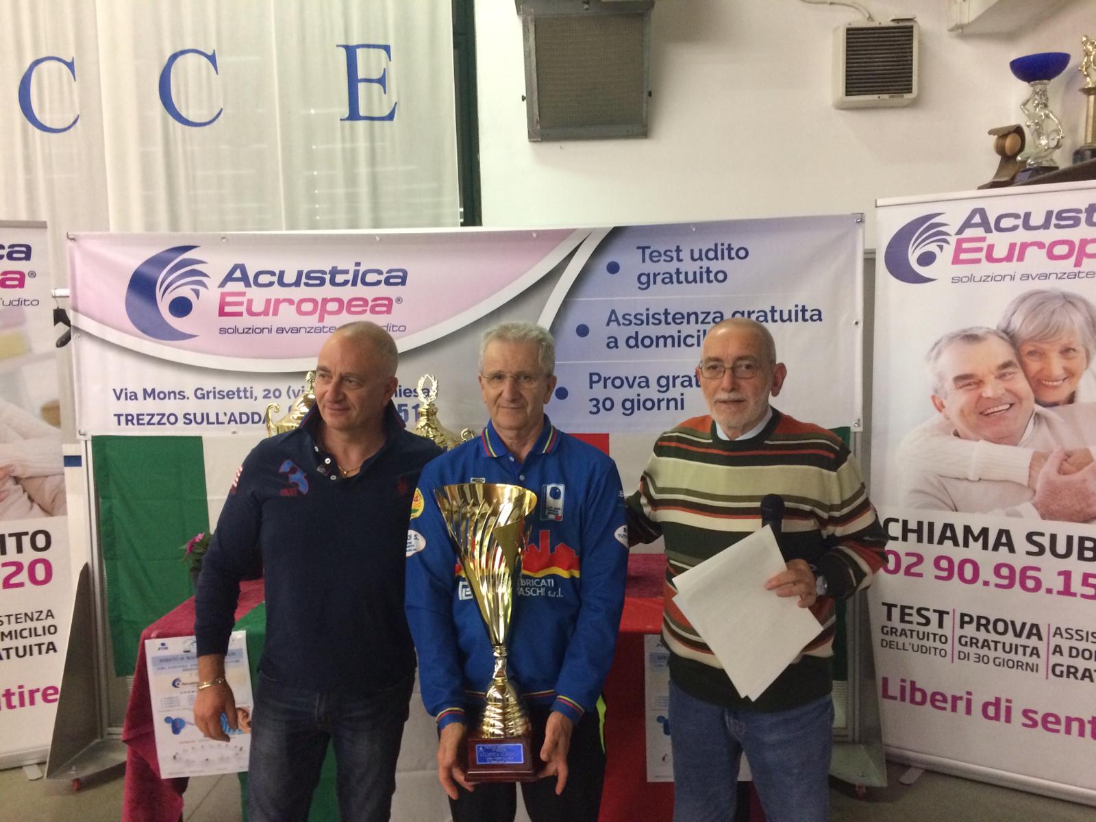 Le premiazioni della settima edizione del Trofeo Acustica europea di bocce a Trezzo sull'Adda
