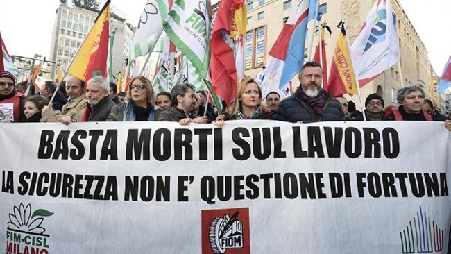 Morti sul lavoro aumentati del 61% in Lombardia