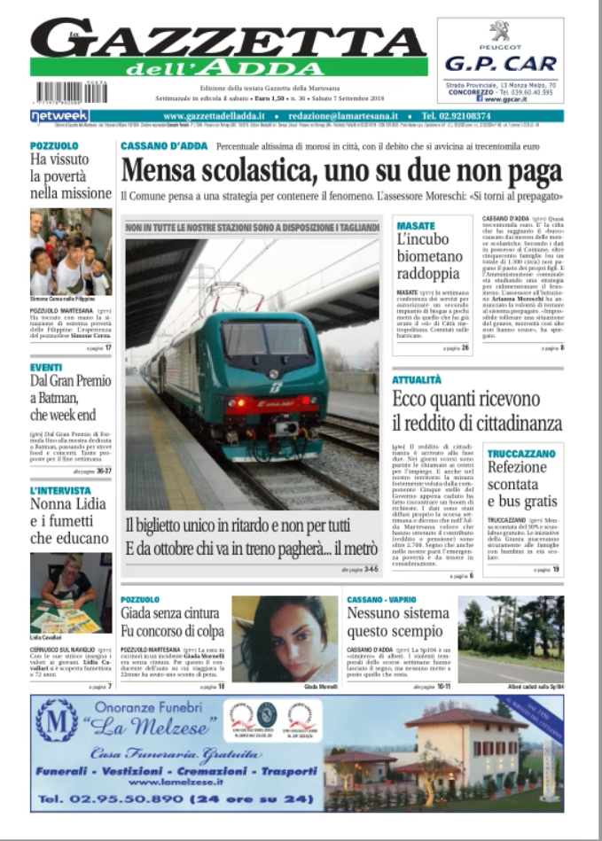 Il nuovo numero della Gazzetta dell’Adda è in edicola