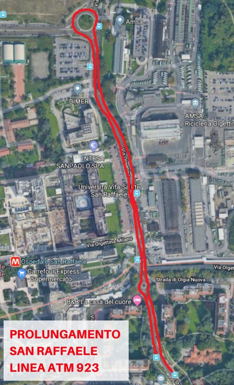 I bus Atm 923 prolungano la corsa verso l’ospedale San Raffaele