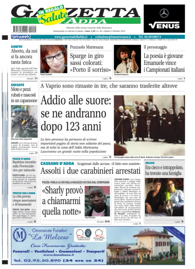 Il numero numero della Gazzetta dell’Adda è in edicola