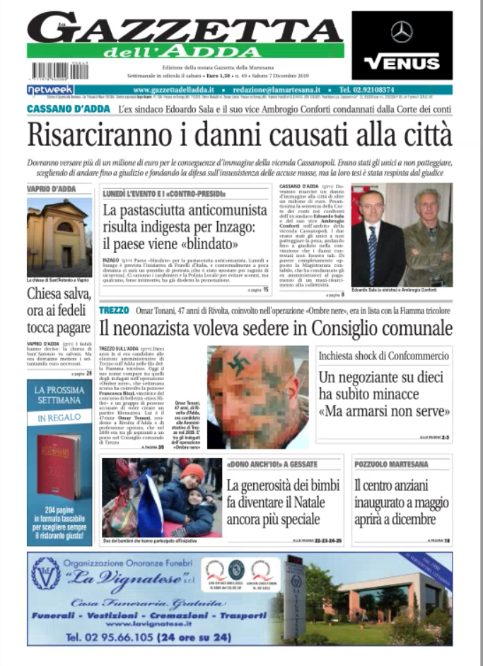 Il nuovo numero della Gazzetta dell’Adda è in edicola