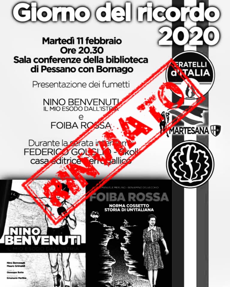 Foibe, annullata conferenza per motivi di sicurezza