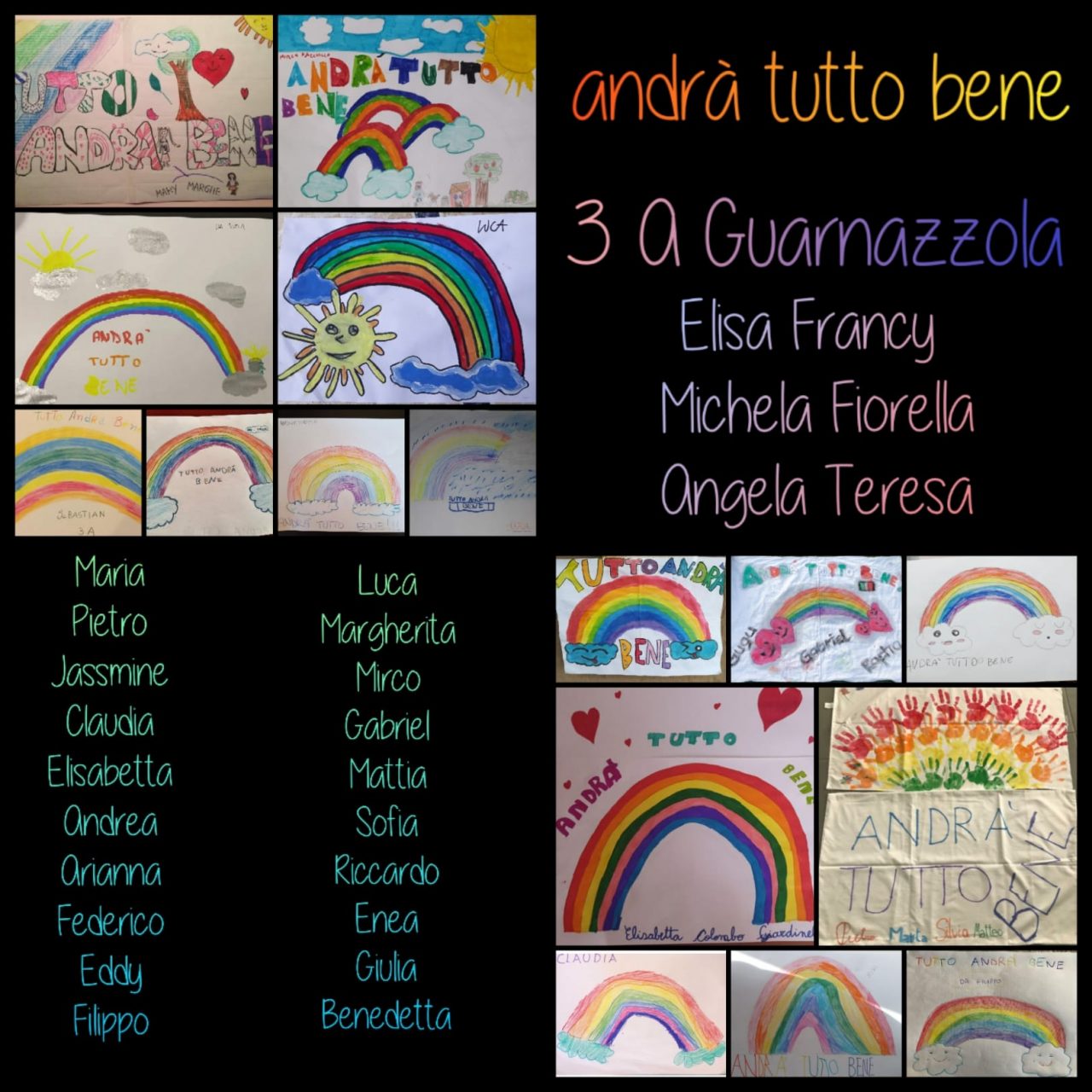 I bambini di Cassano riempiono un poster virtuale di Arcobaleni