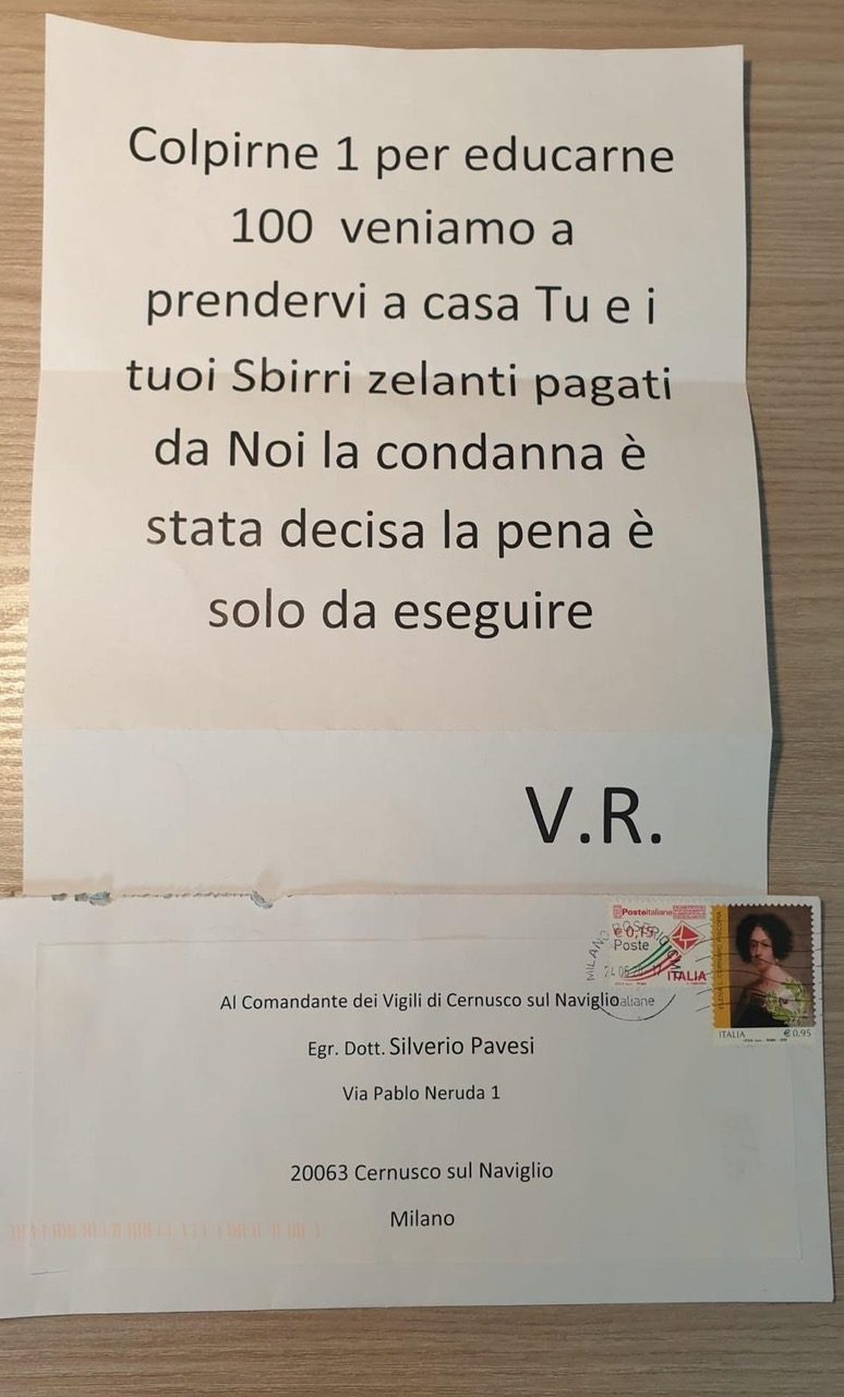 Minacce al Comando di Cernusco, la solidarietà di altri agenti