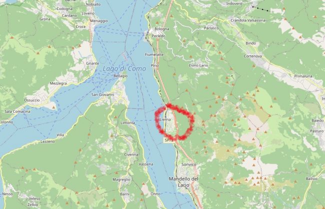 openstreetmap cartina lago di como, lierna