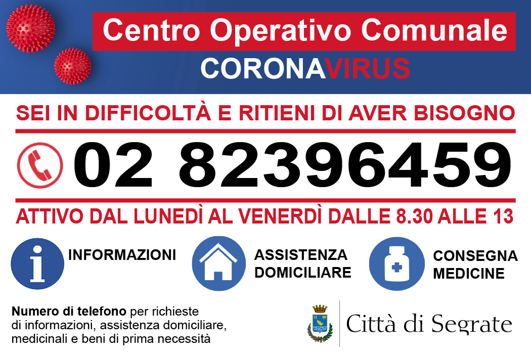 Covid, Segrate attiva un numero telefonico per i cittadini