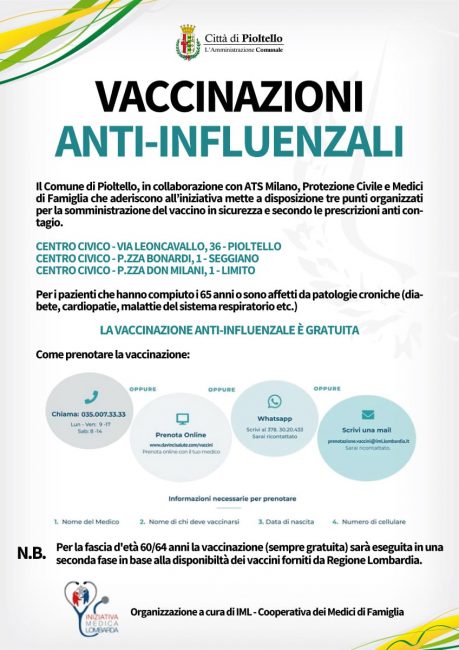 Vaccinazioni antinfluenziali a Pioltello si parte. Ecco ...