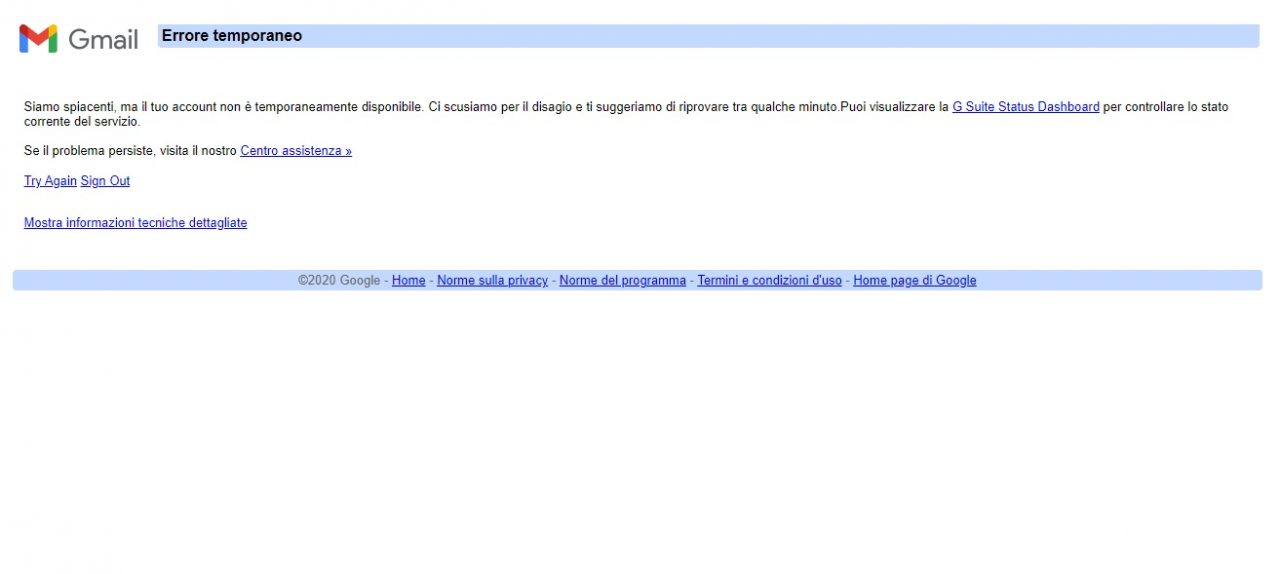 Gmail in tilt: la casella mail di Google in down in tutta Europa