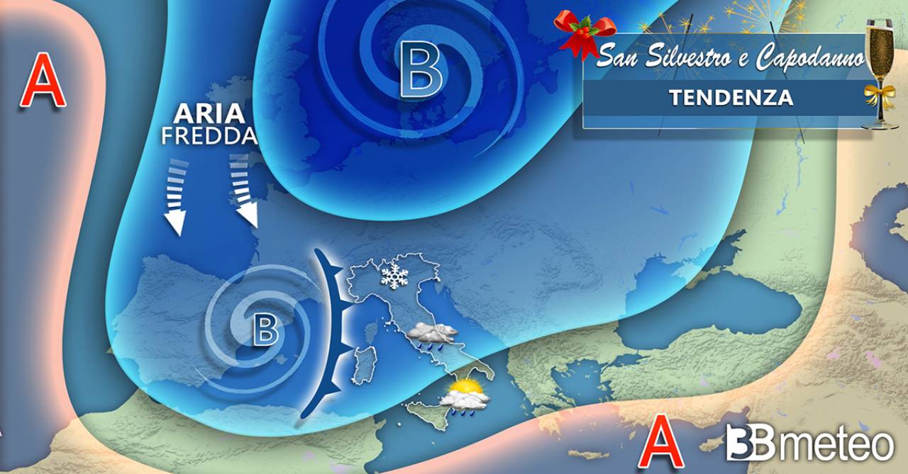 Previsioni 3BMeteo: a Capodanno una nuova perturbazione, ma niente neve (si spera)