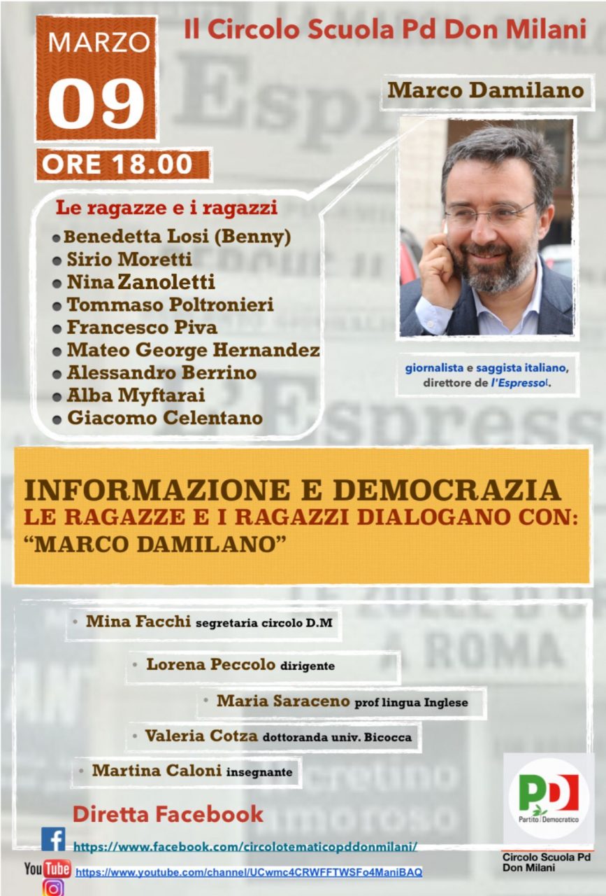 Informazione e democrazia: se ne parla con il circolo Pd “Don Milani”