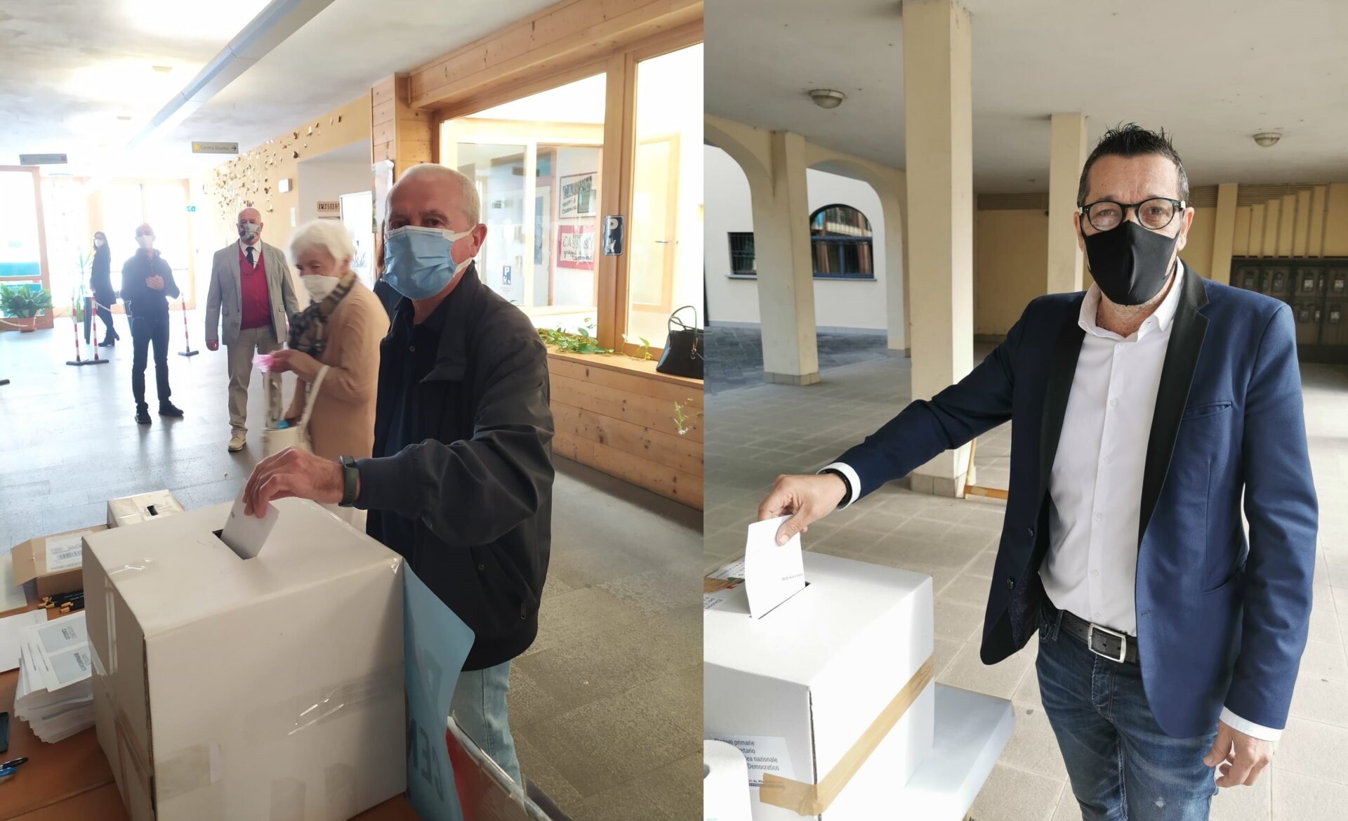 Natele Ripamonti e Vittorio Caglio al voto delle primarie per il centrosinistra a Cassano d'Adda