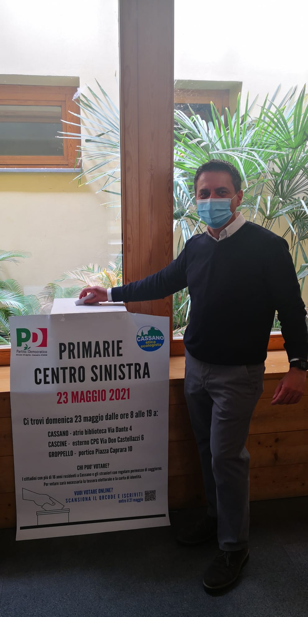 Primarie del centrosinistra a Cassano d'Adda il voto del sindaco Roberto Maviglia