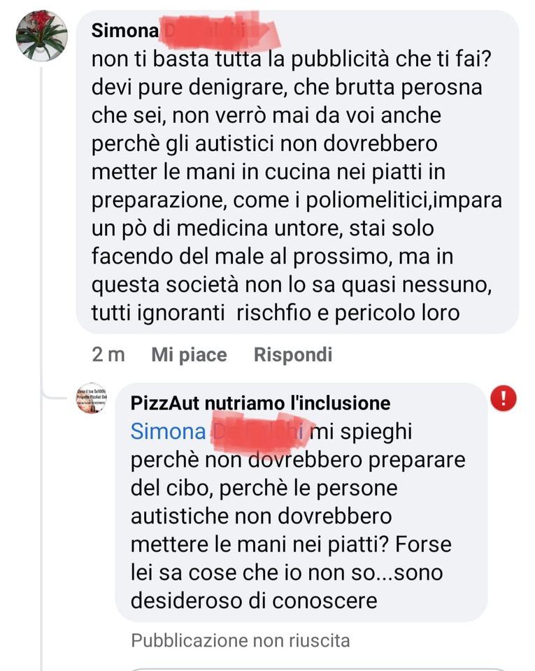 Insulti a PizzAut: “Gli autistici non dovrebbero cucinare”