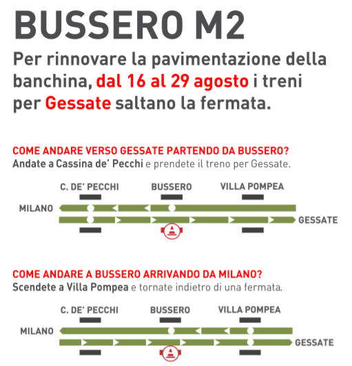 Dal 16 agosto chiusa la stazione di Bussero in direzione Gessate: come muoversi