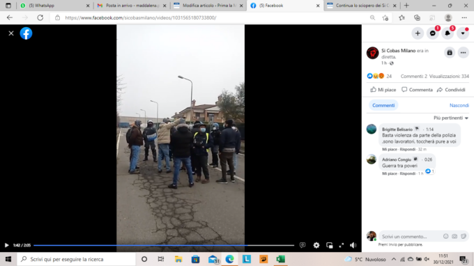 La protesta dei Si cobas continua durante le feste, stavolta a Vimodrone