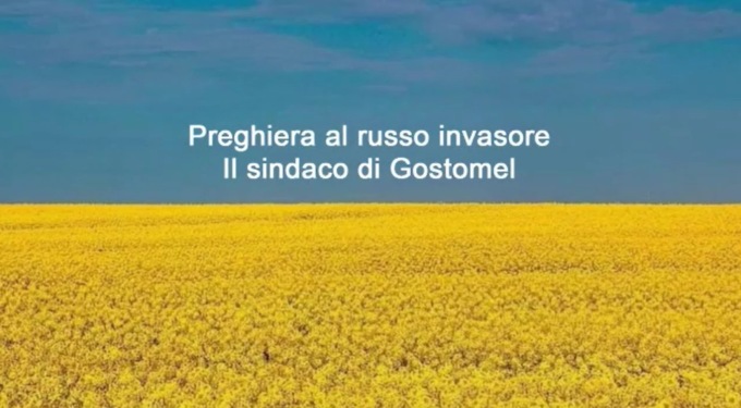 La preghiera (immaginata) del sindaco di Gostomel ucciso mentre distribuiva cibo ai cittadini