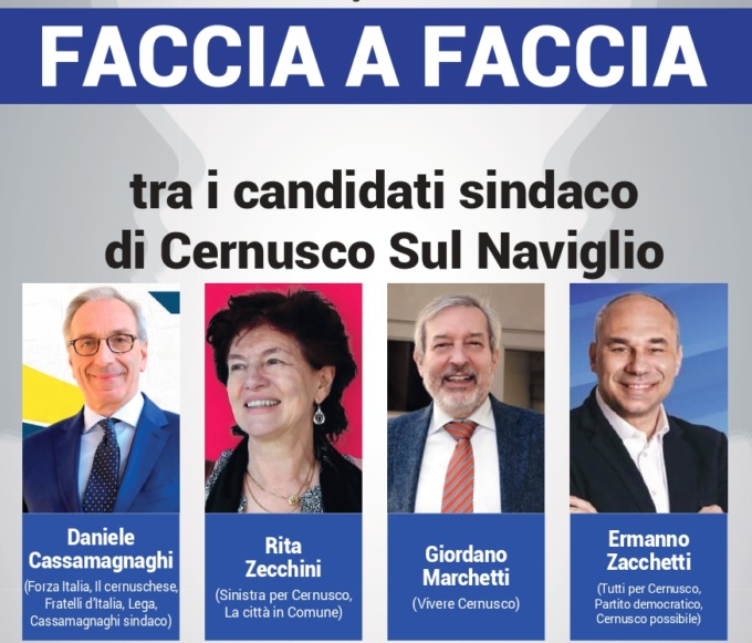 Si avvicina il faccia a faccia tra i candidati sindaco di Cernusco sul Naviglio