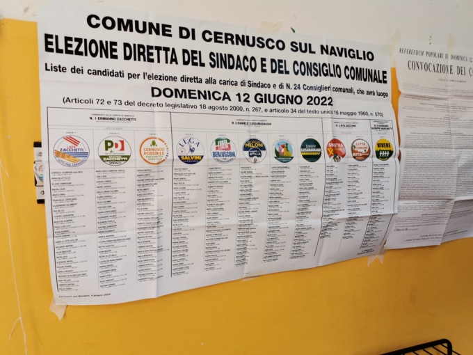 Elezioni amministrative Cernusco sul Naviglio, dopo le primissime sezioni scrutinate avanti Zacchetti