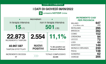Il rapporto tra tamponi e nuovi positivi in Lombardia è all'11,1%