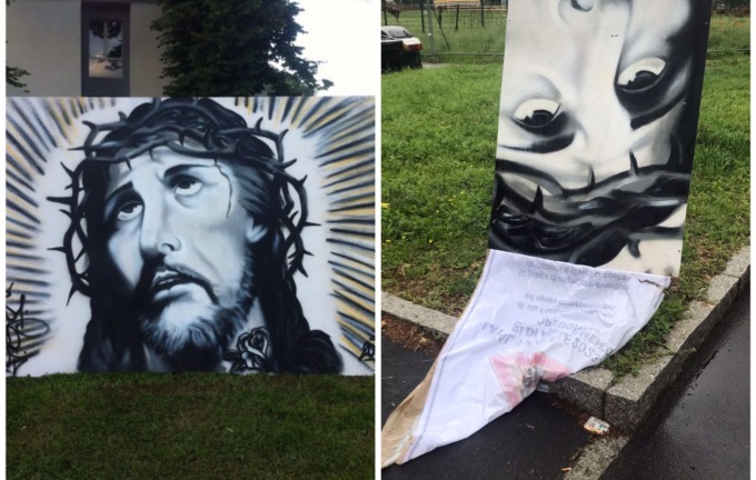 A Cernusco sul Naviglio il dipinto di Cristo usato per la segnaletica stradale
