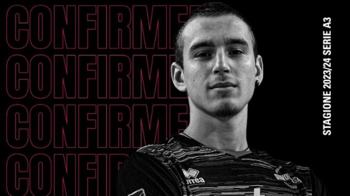 Lo schiacciatore Tommaso Ichino ancora in maglia Diavoli Rosa