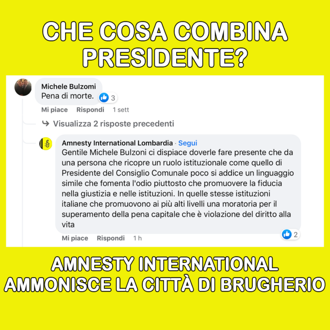 Amnesty International bacchetta il presidente del Consiglio di Brugherio