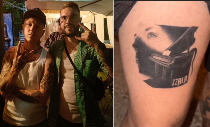 Fan di Lazza si tatua il volto del cantante su una coscia: l’incontro col suo idolo
