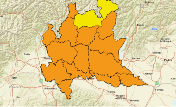 Maltempo in Lombardia: da  mezzanotte scatta l’allerta arancione