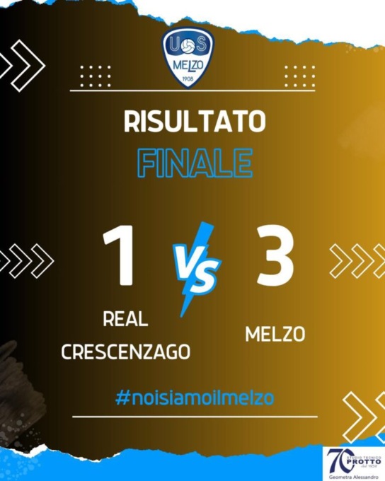 L’Us Melzo riprende a volare, vittoria corsara contro il Real Crescenzago