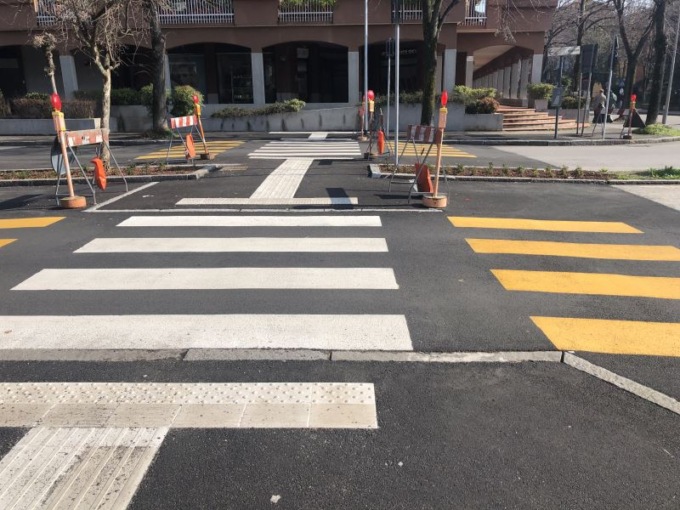 Abbattimento barriere architettoniche a Gorgonzola, ultima fase dei lavori in piazza Europa e viale Kennedy