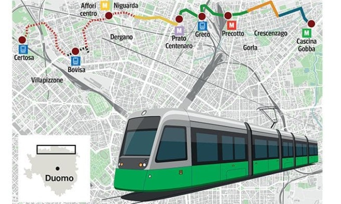 Demolizione del cavalcavia della Tangenziale Est per fare posto alla metrotranvia 7