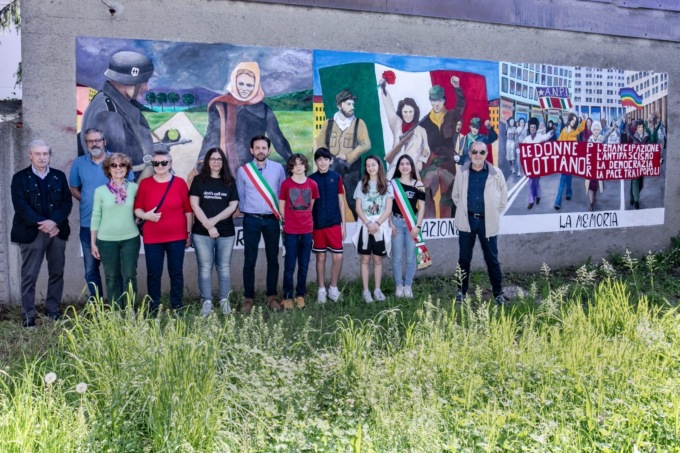 Bellinzago, le foto dell’inaugurazione del murales della Liberazione