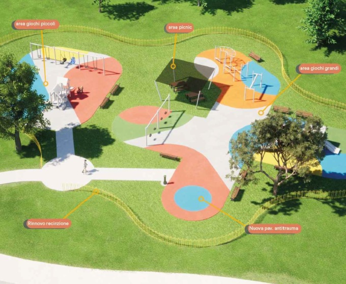 Partiti i lavori di riqualificazione del parco giochi di piazza del Mercato a Pioltello