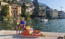 E' cominciata l'impresa sul lago di Como: 150 chilometri a nuoto