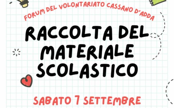 Raccolta di materiale scolastico a Cassano d’Adda