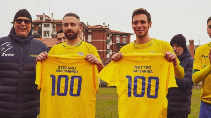 Oratorio Pessano, Vasciminno e Cazzaniga festeggiano 100 presenze con la maglia gialloblu