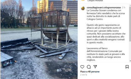 Vandali danno fuoco allo skate park di Cologno Monzese