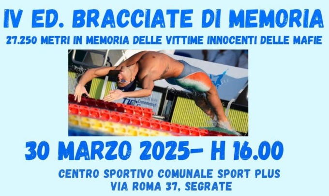 A Segrate 27.250 metri a nuoto per le vittime di mafia
