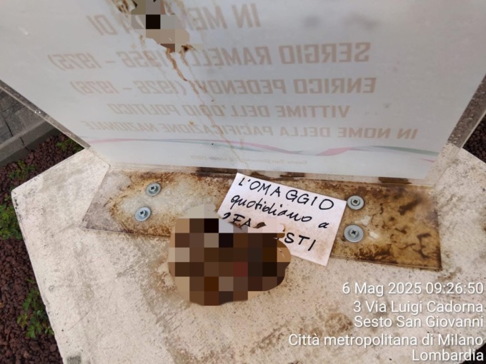 Escrementi sul monumento dedicato a Ramelli: “Omaggio quotidiano ai fascisti”